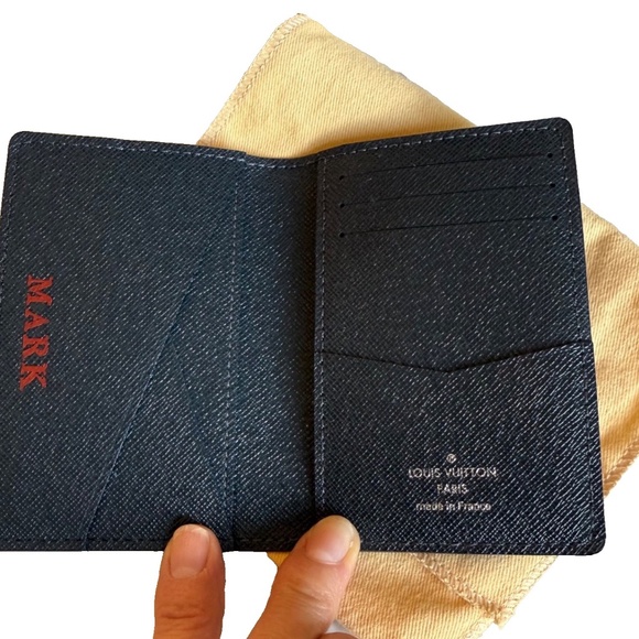 LOUIS VUITTON LV Cobalt Monogram Red/White Stripe Pocket Organizer Personalized - Picture 7 of 10